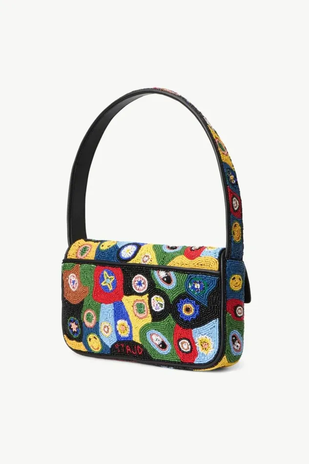 STAUD Shoulder TOMMY BEADED BAG Black Millefiori 8211 Women