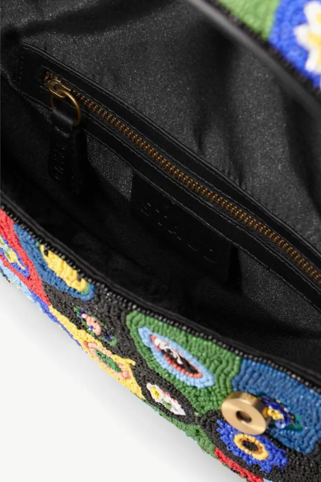 STAUD Shoulder TOMMY BEADED BAG Black Millefiori 8211 Women