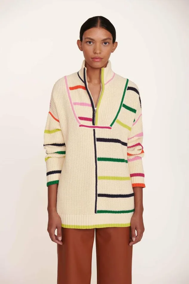 STAUD Sweaters HAMPTON SWEATER Creme Rainbow Multi 8211 Women