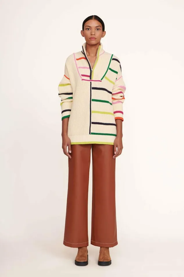 STAUD Sweaters HAMPTON SWEATER Creme Rainbow Multi 8211 Women STAUD Sweaters HAMPTON SWEATER Creme Rainbow Multi 8211 Women