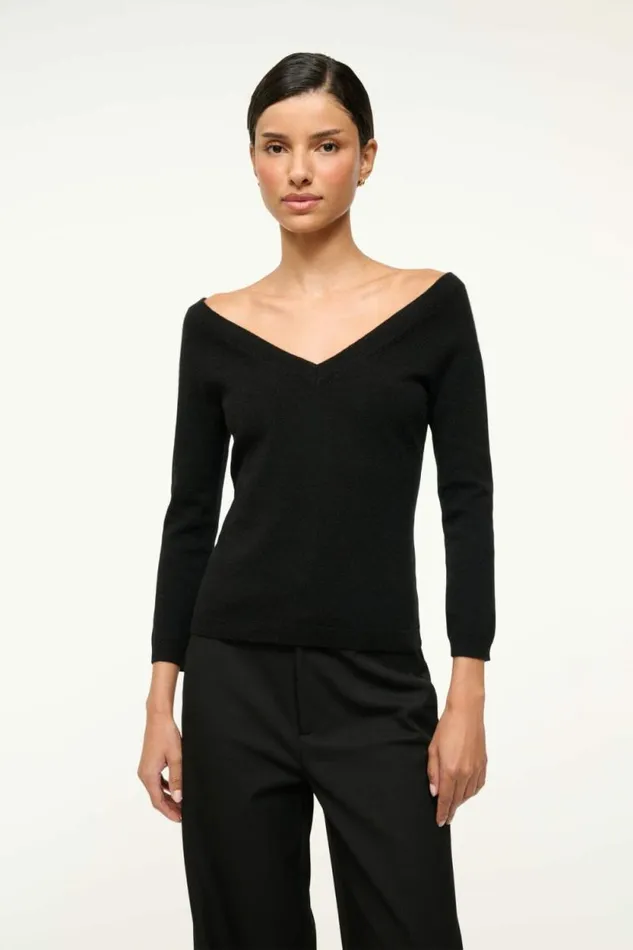 STAUD Sweaters MICK CASHMERE SWEATER Black 8211 Women STAUD Sweaters MICK CASHMERE SWEATER Black 8211 Women