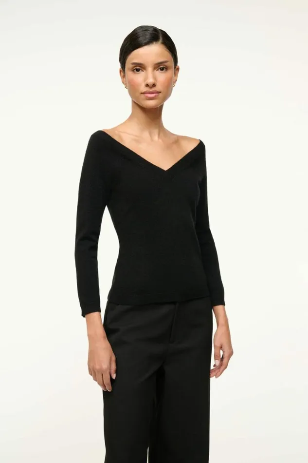 STAUD Sweaters MICK CASHMERE SWEATER Black 8211 Women STAUD Sweaters MICK CASHMERE SWEATER Black 8211 Women