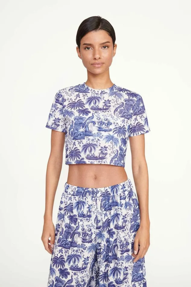STAUD Swim FERNANDA COVERUP TOP Blue Toile 8211 Women STAUD Swim FERNANDA COVERUP TOP Blue Toile 8211 Women