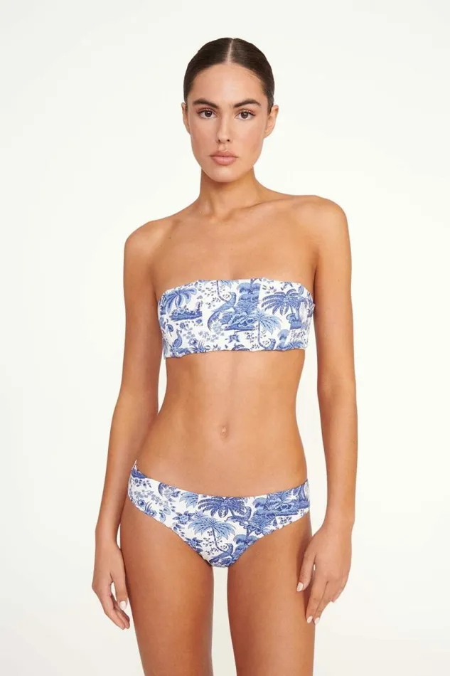 STAUD Swim MALA BIKINI TOP Blue Toile 8211 Women