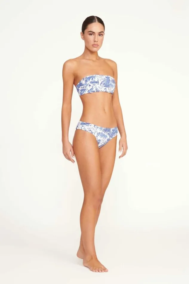 STAUD Swim MALA BIKINI TOP Blue Toile 8211 Women STAUD Swim MALA BIKINI TOP Blue Toile 8211 Women