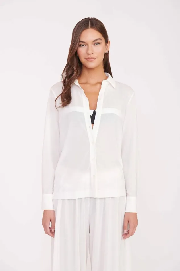 STAUD Swim MIRIAM COVERUP TOP White 8211 Women