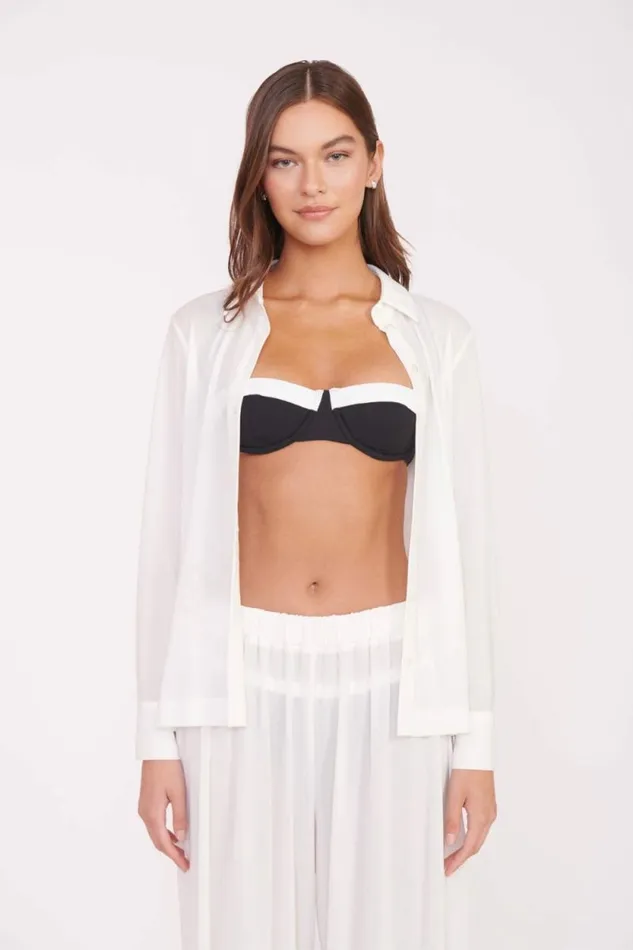 STAUD Swim MIRIAM COVERUP TOP White 8211 Women STAUD Swim MIRIAM COVERUP TOP White 8211 Women
