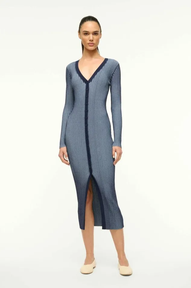 STAUD The Knit Shop SHOKO SWEATER Navy Clear Blue 8211 Women