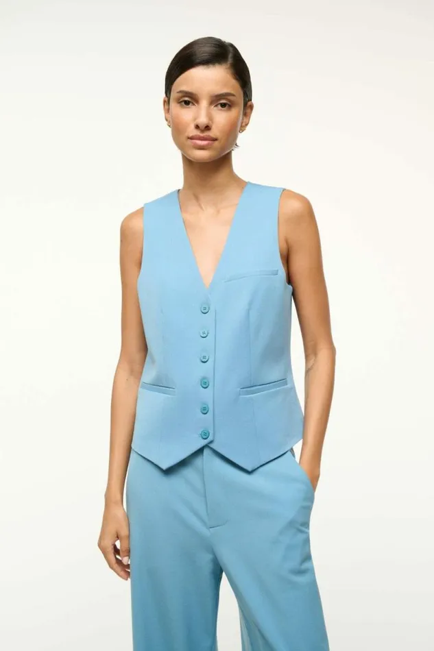 STAUD Tops BRETT VEST Slate Blue 8211 Women