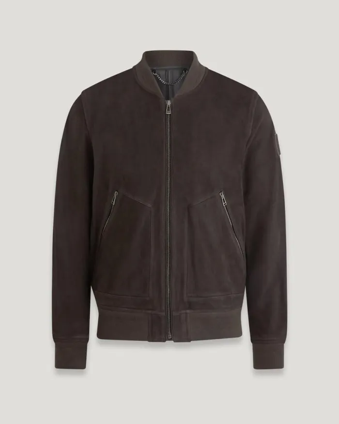 Suede and Shearling Jackets Men Belstaff Continental Bomber Burnt Oak