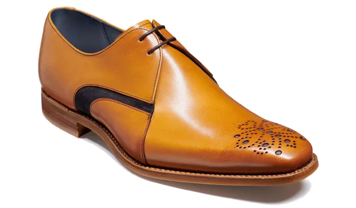 Sullivan 8211 Cedar Hand Painted Navy Suede Men Barker Shoes Mens Brogues