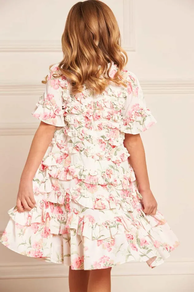 Summer Posy Crepe Short Sleeve Kids Dress Multi Kids Needle and Thread Kids Daywear