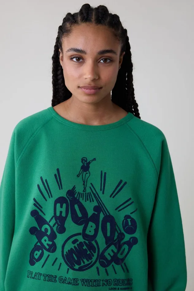 Sweatshirts Women Leon and Harper Shine Bowling Sweatshirt Green
