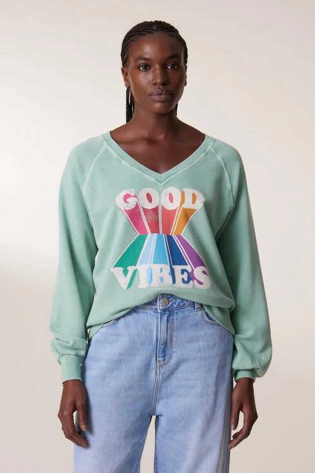 Sweatshirts Women Leon and Harper Shiva Vibes Sweatshirt Celadon