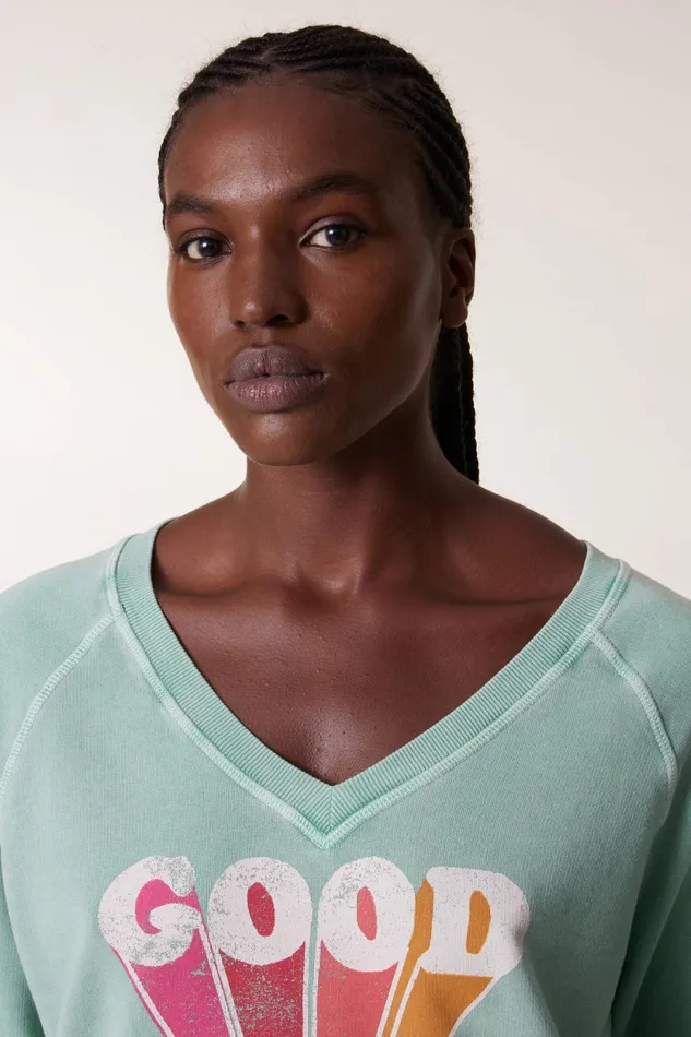 Sweatshirts Women Leon and Harper Shiva Vibes Sweatshirt Celadon