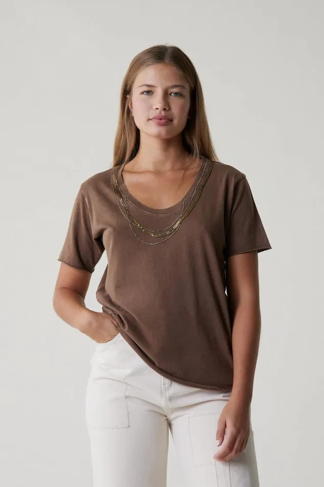TShirts and Tops Women Leon and Harper Tizia Bling TShirt Brown