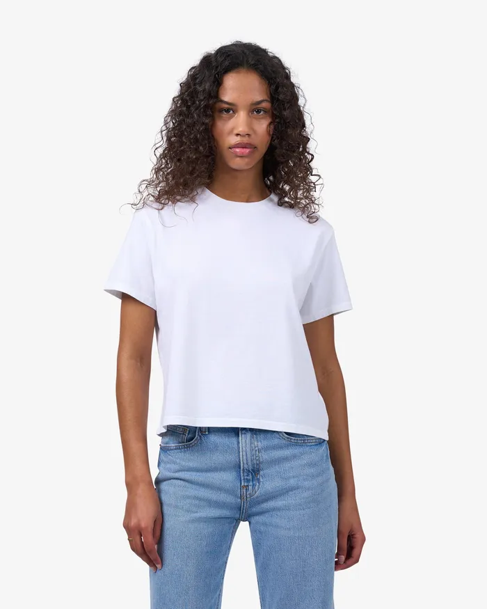 TShirts Colorfulstandard Women Organic Boxy Crop Tee 8211 Cherry Blossom