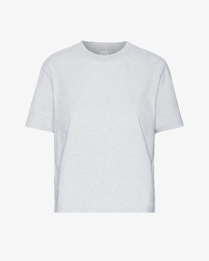 TShirts Colorfulstandard Women Organic Boxy Crop Tee 8211 Snow Melange