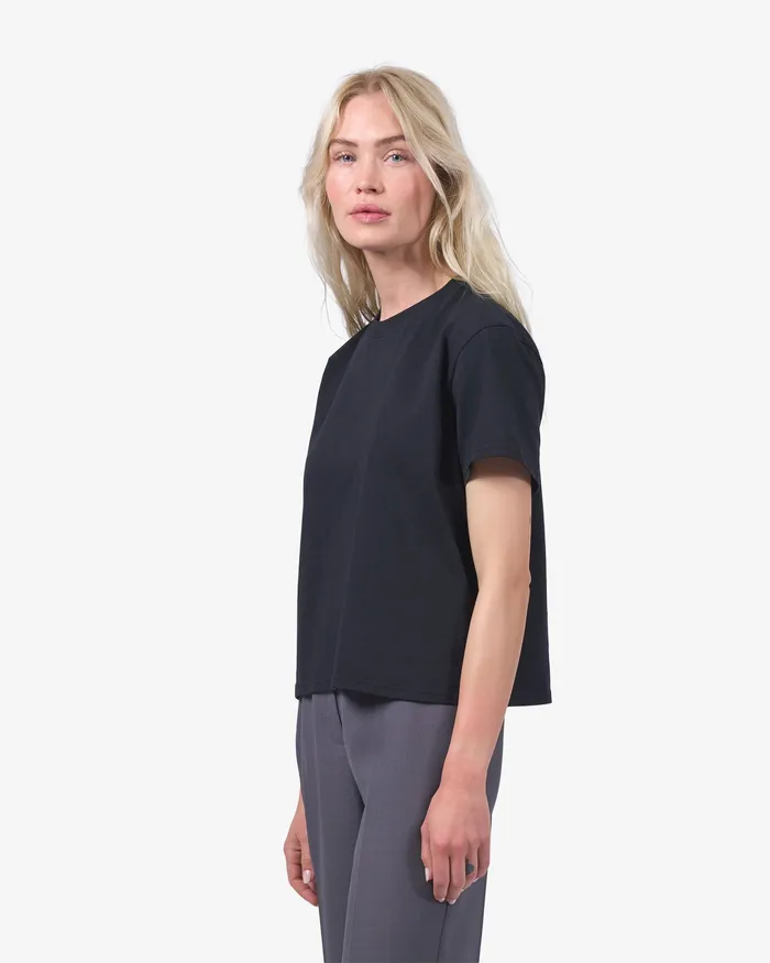 TShirts Colorfulstandard Women Organic Boxy Crop Tee 8211 Snow Melange