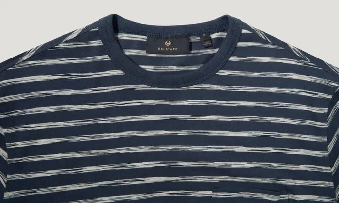 TShirts Men Belstaff Drum TShirt Surfline Stripe Dark Ink Natural TShirts Men Belstaff Drum TShirt Surfline Stripe Dark Ink Natural
