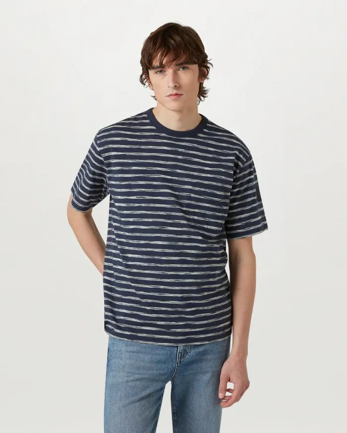 TShirts Men Belstaff Drum TShirt Surfline Stripe Dark Ink Natural TShirts Men Belstaff Drum TShirt Surfline Stripe Dark Ink Natural