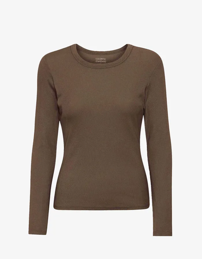 TShirts Women Organic Rib LS TShirt 8211 Cedar Brown Colorfulstandard Women