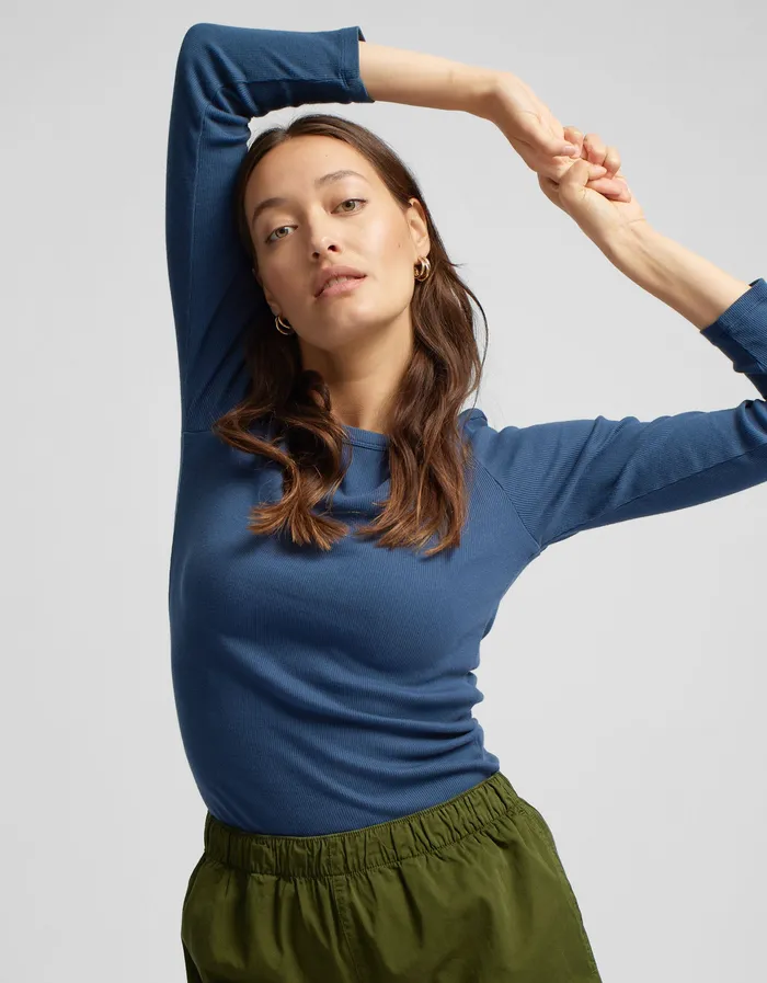 TShirts Women Organic Rib LS TShirt 8211 Cedar Brown Colorfulstandard Women