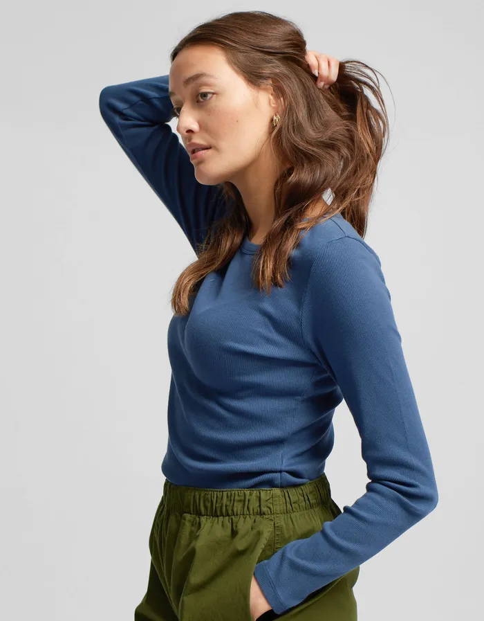 TShirts Women Organic Rib LS TShirt 8211 Cedar Brown Colorfulstandard Women