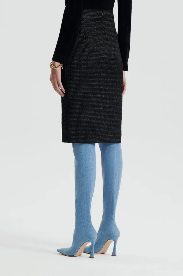 TINSEL GINGHAM SKIRT BLACK Dresses Scanlan Theodore Women TINSEL GINGHAM SKIRT BLACK Dresses Scanlan Theodore Women