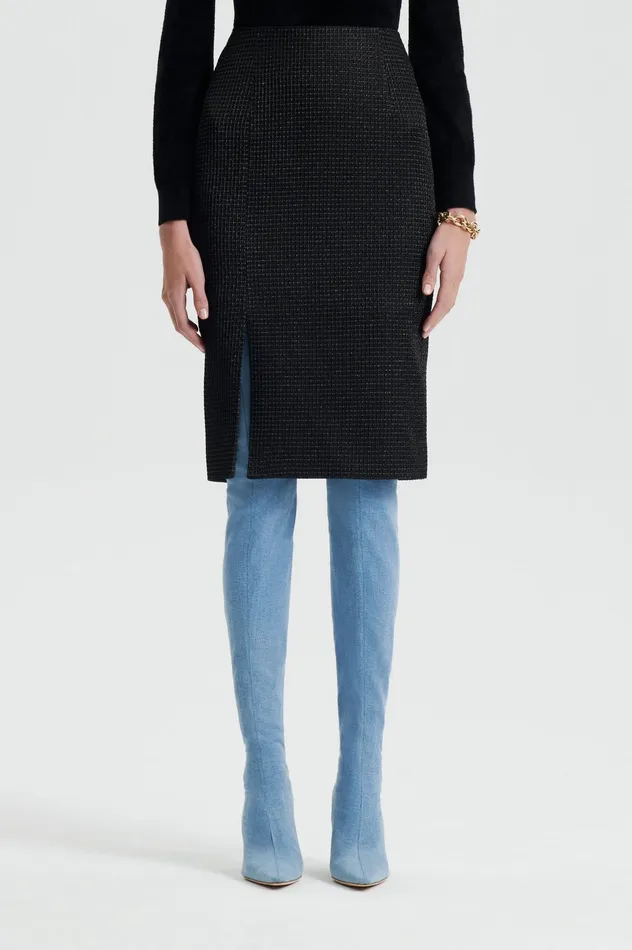 TINSEL GINGHAM SKIRT BLACK Dresses Scanlan Theodore Women TINSEL GINGHAM SKIRT BLACK Dresses Scanlan Theodore Women