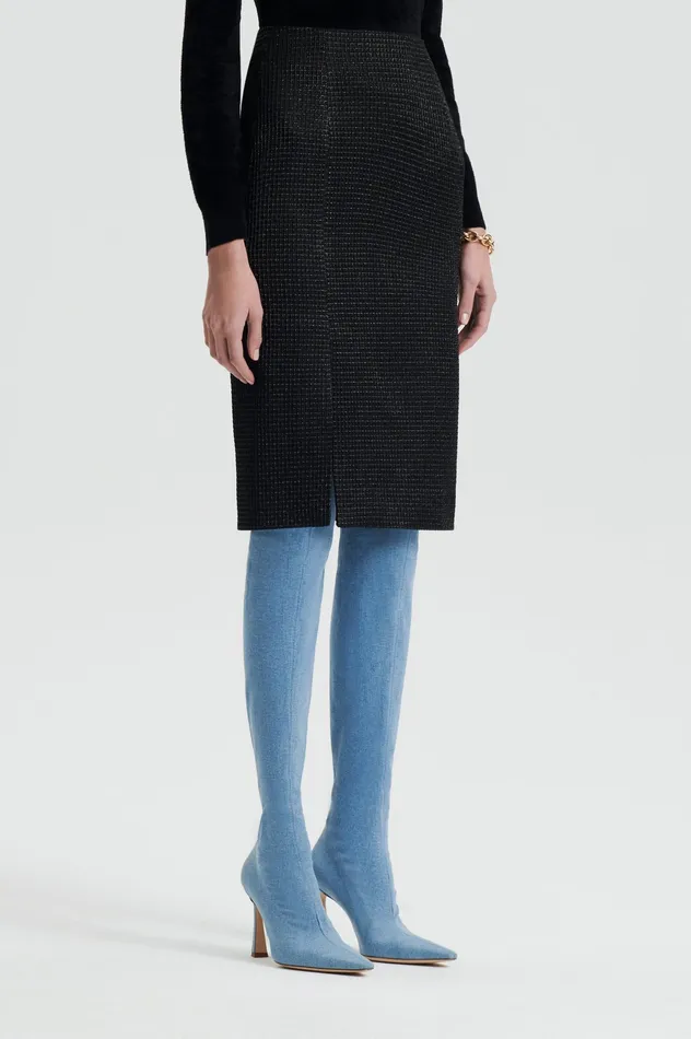 TINSEL GINGHAM SKIRT BLACK Dresses Scanlan Theodore Women TINSEL GINGHAM SKIRT BLACK Dresses Scanlan Theodore Women