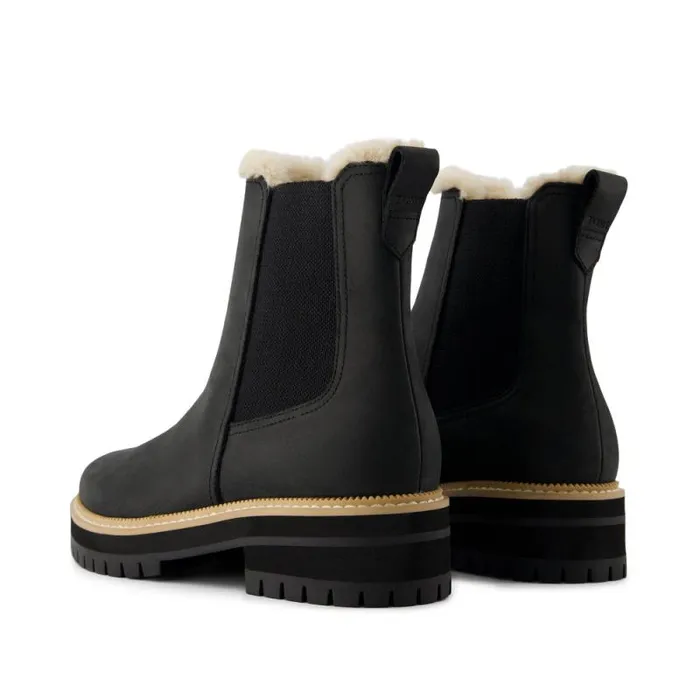 Toms Boots and Booties Bennet Boot Water Resistant Black Leather Faux Fur 8211 Women