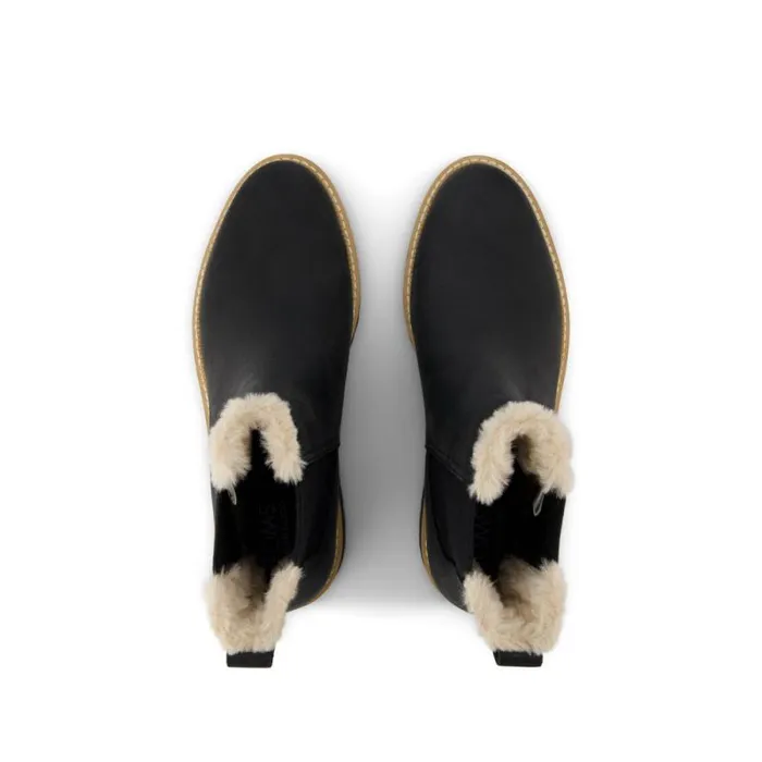 Toms Boots and Booties Bennet Boot Water Resistant Black Leather Faux Fur 8211 Women