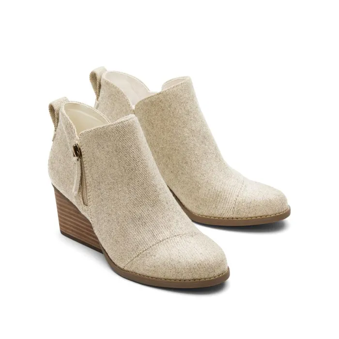 Toms Boots and Booties Goldie Wedge Boot Natural Glimmer 8211 Women