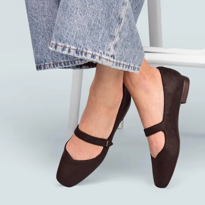 Toms Flats and Loafers Bianca Flat Black Metallic Suede 8211 Women