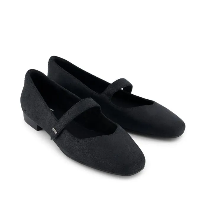 Toms Flats and Loafers Bianca Flat Black Metallic Suede 8211 Women