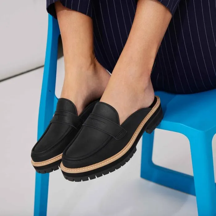 Toms Flats and Loafers Cara Mule Loafer Black Leather 8211 Women