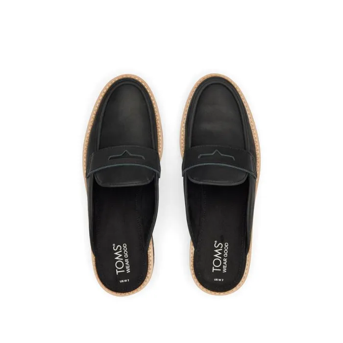 Toms Flats and Loafers Cara Mule Loafer Black Leather 8211 Women