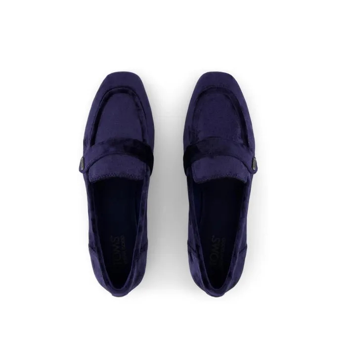 Toms Flats and Loafers Lynette Loafer Navy Crushed Velvet 8211 Women Toms Flats and Loafers Lynette Loafer Navy Crushed Velvet 8211 Women
