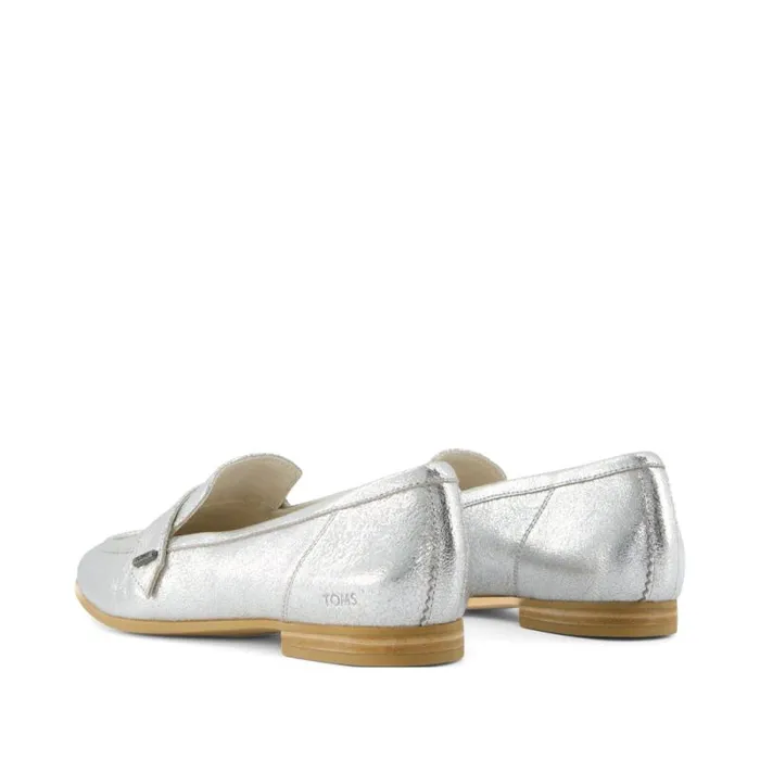 Toms Flats and Loafers Lynette Loafer Silver Crinkle Leather 8211 Women Toms Flats and Loafers Lynette Loafer Silver Crinkle Leather 8211 Women