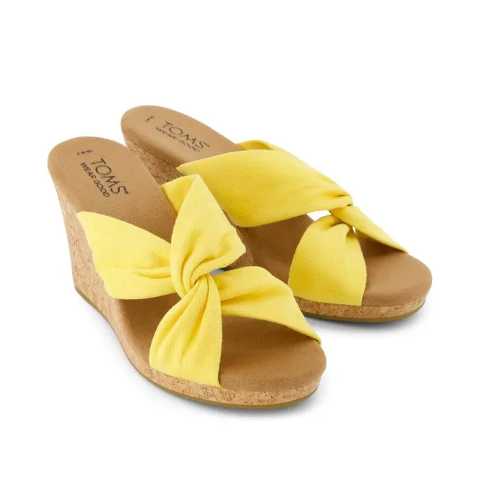 Toms Heels and Wedges Serena Cork Wedge Sandal Yellow 8211 Women Toms Heels and Wedges Serena Cork Wedge Sandal Yellow 8211 Women