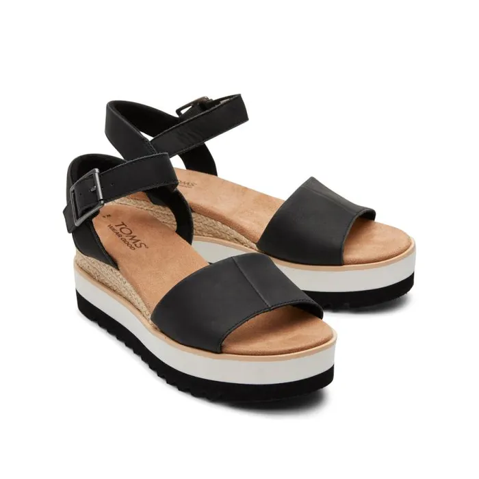 Toms Sandals Diana Wedge Sandal Black Leather 8211 Women Toms Sandals Diana Wedge Sandal Black Leather 8211 Women