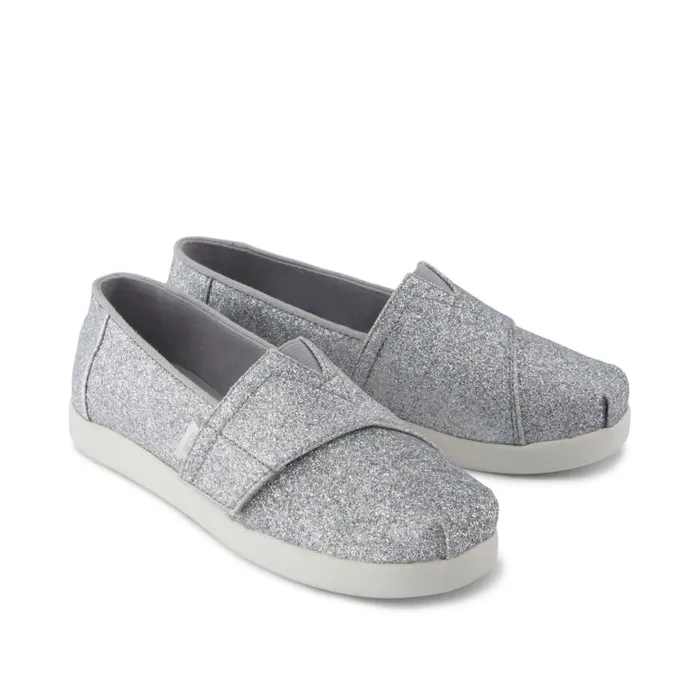 Toms Slip Ons Alpargata Classic Kids Shoe Silver Iridescent Glimmer 8211 Kids