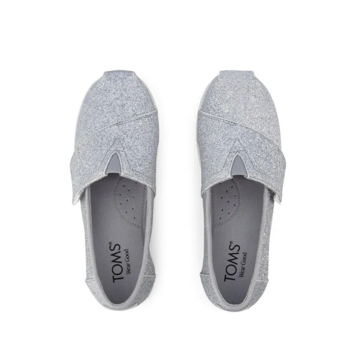 Toms Slip Ons Alpargata Classic Kids Shoe Silver Iridescent Glimmer 8211 Kids