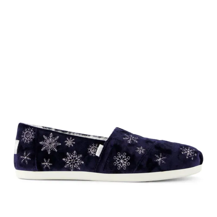 Toms TOMS Classics Alpargata Cloudbound Cozy Navy Velvet Embroidered Metallic Snowflakes 8211 Women