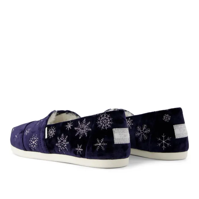 Toms TOMS Classics Alpargata Cloudbound Cozy Navy Velvet Embroidered Metallic Snowflakes 8211 Women Toms TOMS Classics Alpargata Cloudbound Cozy Navy Velvet Embroidered Metallic Snowflakes 8211 Women