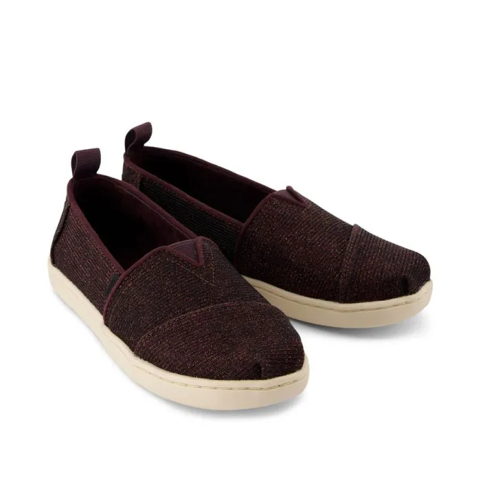 Toms TOMS Classics Alpargata Kids Shoe Blackberry Sparkle Glitter 8211 KidsWomen Toms TOMS Classics Alpargata Kids Shoe Blackberry Sparkle Glitter 8211 KidsWomen