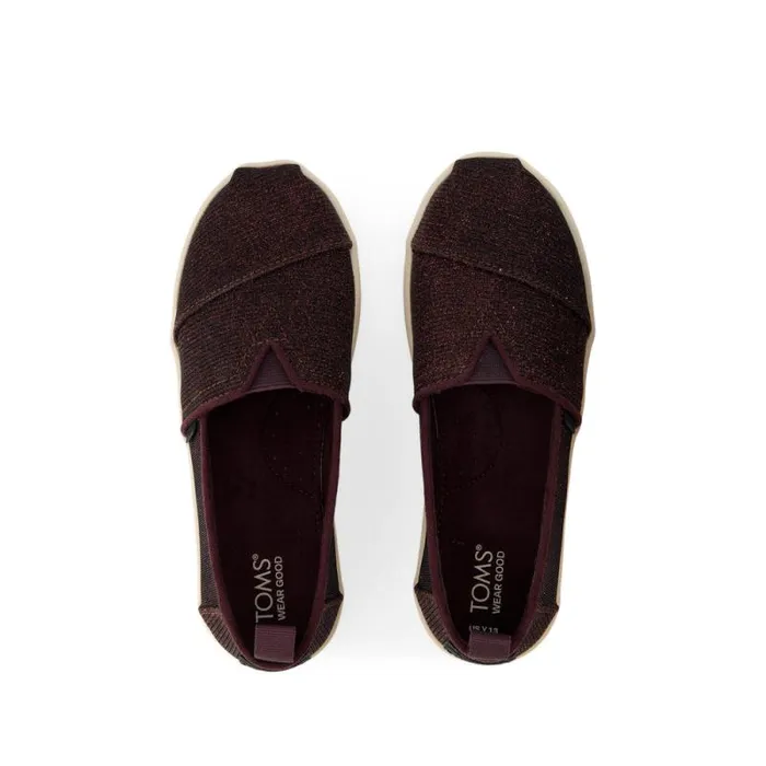 Toms TOMS Classics Alpargata Kids Shoe Blackberry Sparkle Glitter 8211 KidsWomen Toms TOMS Classics Alpargata Kids Shoe Blackberry Sparkle Glitter 8211 KidsWomen