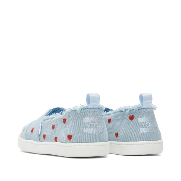 Toms TOMS Classics Alpargata Kids Shoe Denim Hearts 8211 KidsWomen Toms TOMS Classics Alpargata Kids Shoe Denim Hearts 8211 KidsWomen