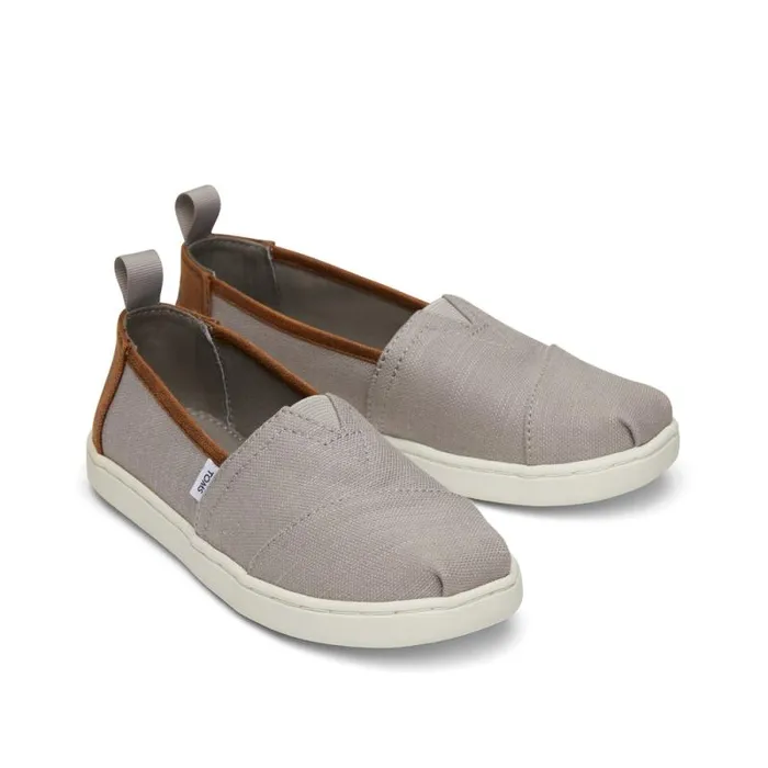 Toms TOMS Classics Alpargata Kids Shoe Drizzle Greydark Brown Trim 8211 KidsWomen Toms TOMS Classics Alpargata Kids Shoe Drizzle Greydark Brown Trim 8211 KidsWomen
